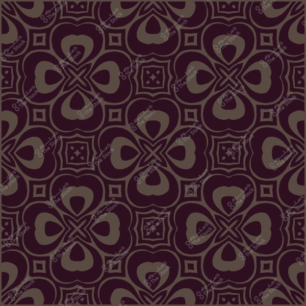 نقش هندسي مزخرف بأشكال قلب بألوان بني داكن وبني فاتح.