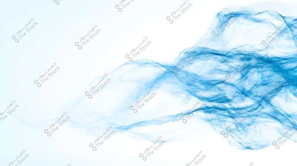 صورة تجريدية تظهر أشكالًا موجية زرقاء تمتد عبر خلفية بيضاء. الأشكال تشبه سحبًا شفافة أو تدفق المياه, مما يمنح الصورة إحساسًا بالهدوء والحركة.