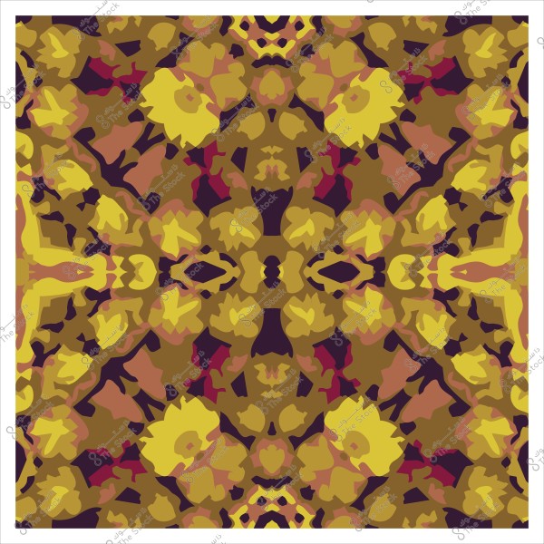 نمط فسيفساء متماثل بألوان أصفر وبني وأحمر غامق.