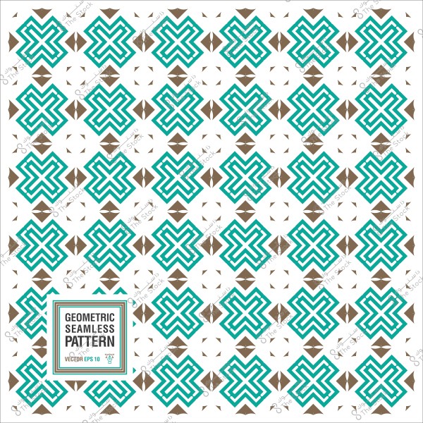 Seamless geometric pattern in brown and turquoise colors.