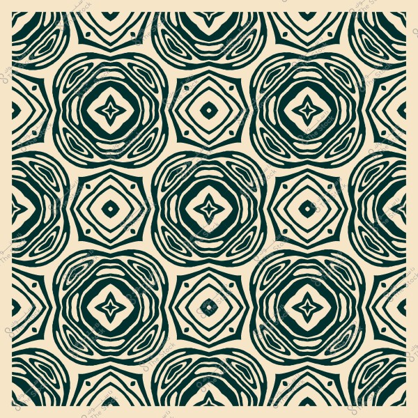 نمط هندسي يتكون من أشكال سداسية وخماسية بنمط متكرر باللونين الأخضر الداكن والكريمي.