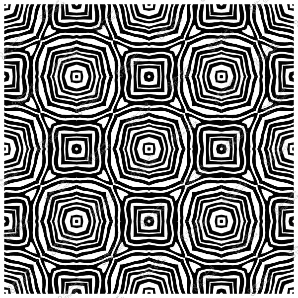 نمط هندسي مكون من خطوط متداخلة تشكل أشكال سداسية سوداء وبيضاء.