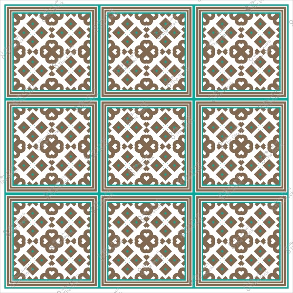 تصميم فسيفساء بنمط هندسي بتدرجات من اللون البني والأزرق الفيروزي.