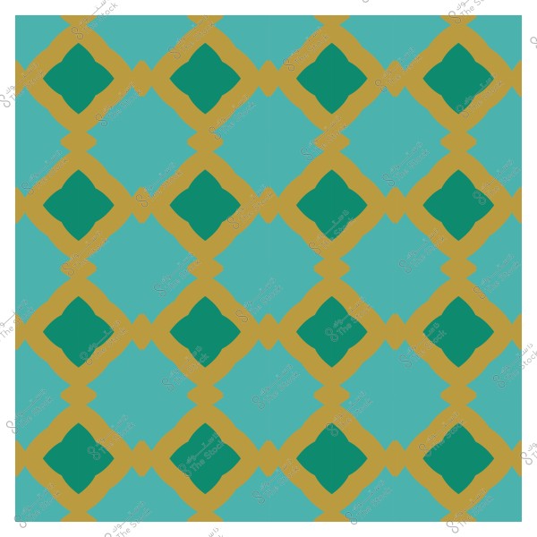 نمط هندسي مستطيل بألوان التركواز والأخضر والذهبي.