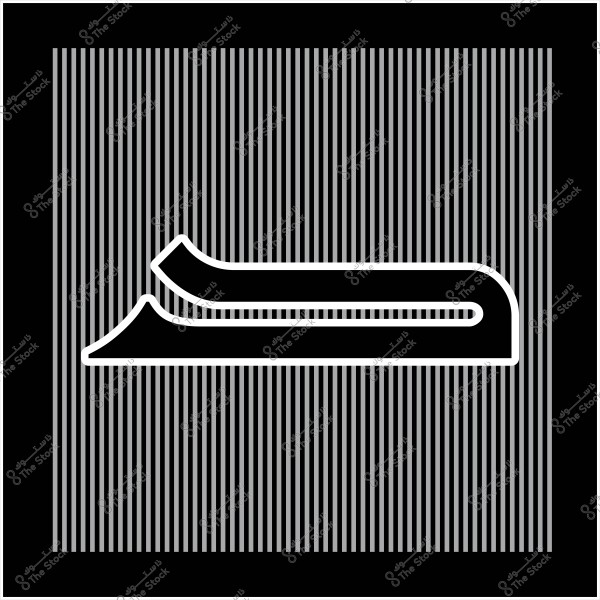 صورة تحتوي على شكل هندسي مميز يشبه الحرف "س" بالخط الكوفي, مع خلفية تتألف من خطوط رأسية دقيقة بالأبيض والأسود, محاطة بإطار أسود.

-