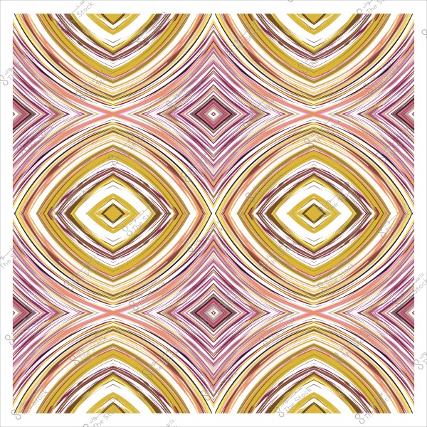 Colorful geometric pattern with repeating shapes and colors ranging from yellow to pink and brown.