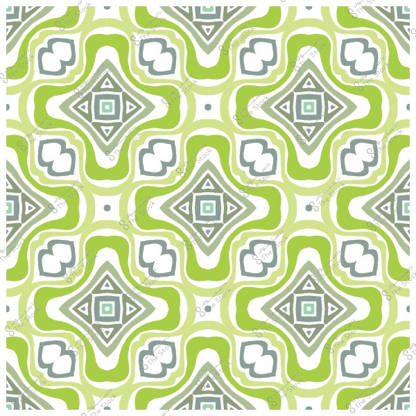 نمط هندسي ملون بالأخضر والأبيض والرمادي مع تصميم متماثل ومتكرر.