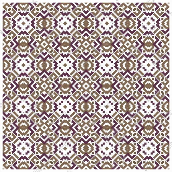 نمط هندسي بزخارف تقليدية باللونين البني والبنفسجي على خلفية بيضاء.