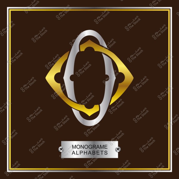 شعار مونوغرام ذهبي وفضي على خلفية بنية مع كتابة "MONOGRAME ALPHABETS" أسفله.