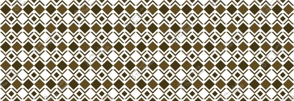 A decorative pattern consisting of repeating geometric shapes in brown and white colors. The design includes squares and diamonds arranged in a symmetrical manner, creating a repetitive and balanced pattern.