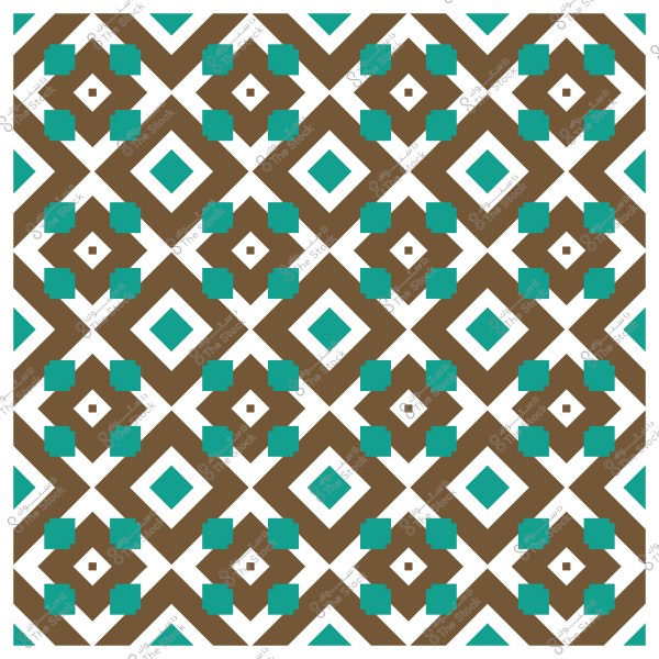 تصميم زخرفي هندسي بألوان بني وزيتي وأبيض.