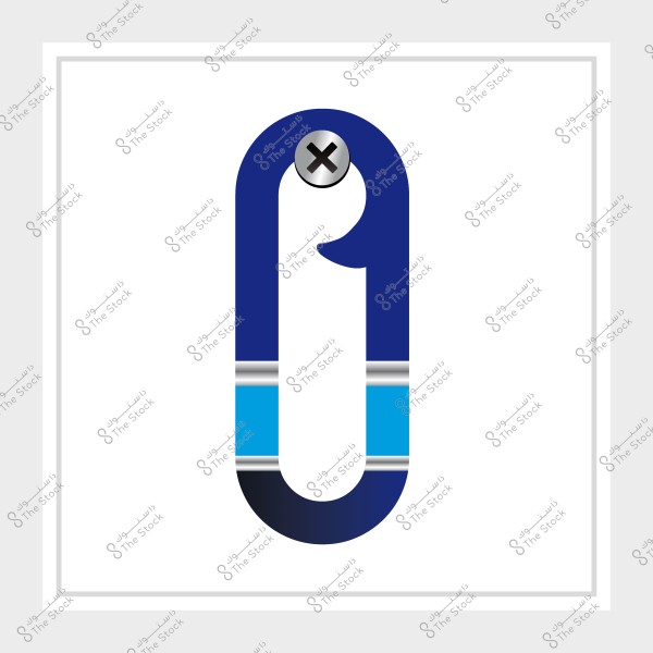 تصميم شعار بألوان زرقاء وخطوط بيضاء وسوداء, مستوحى من معلق الورق.