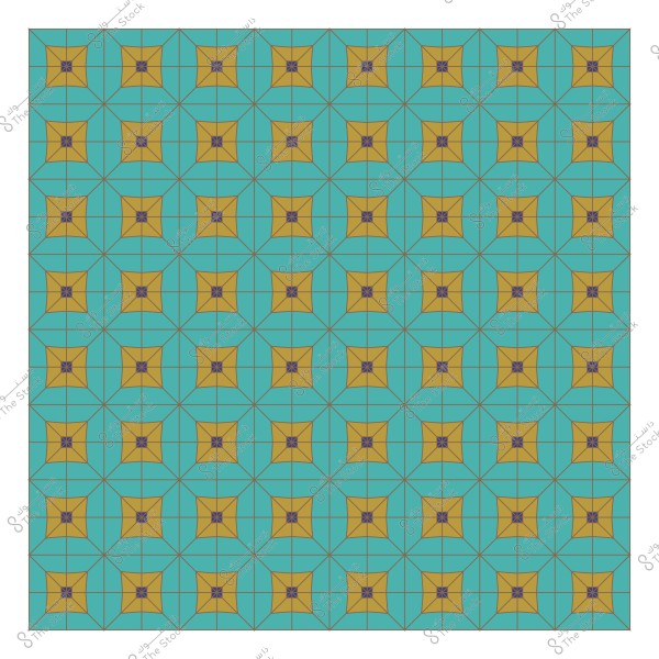 Geometric design with a repeating pattern combining green and orange geometric shapes.