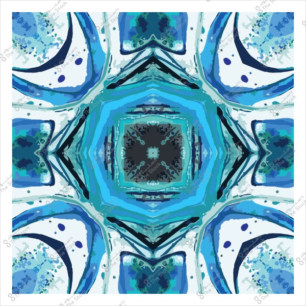 نمط هندسي متقاطع بالألوان الزرقاء والبيضاء يشبه الفن الكاليغرافي.