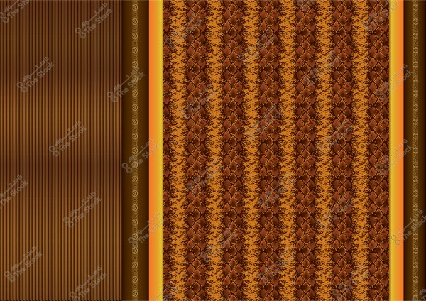 An intricate pattern design displayed on an image with a background featuring vertical stripes in shades of brown, alongside a repeating diamond-shaped pattern in dark brown. The design includes various shades and narrow decorative motifs on the left side.