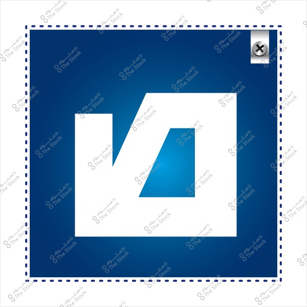 A square logo with a white geometric design on a blue background.