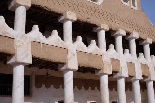 Saudi historical building in Saudi Arabia - old mud building, mud wall