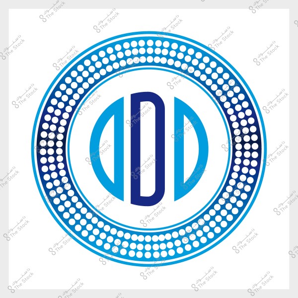 Circular logo with a large blue letter D in the center, surrounded by a dotted pattern in light and dark blue.
