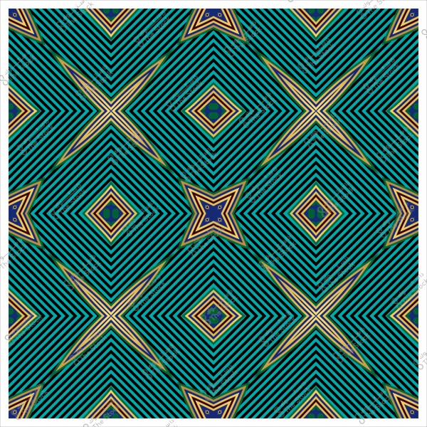 نمط هندسي بألوان زرقاء وبرتقالية بأشكال نجمية متكررة.