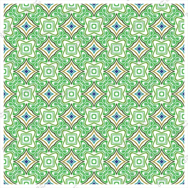 نمط هندسي ملون بأشكال متكررة خضراء وزرقاء وبنية بتنسيق متناظر.