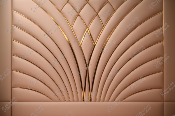 تصميم زخرفي جداري بلون برونزي مع خطوط ذهبية تتقاطع وتتشكل في أنماط هندسية فنية على الأسطح المرتفعة.