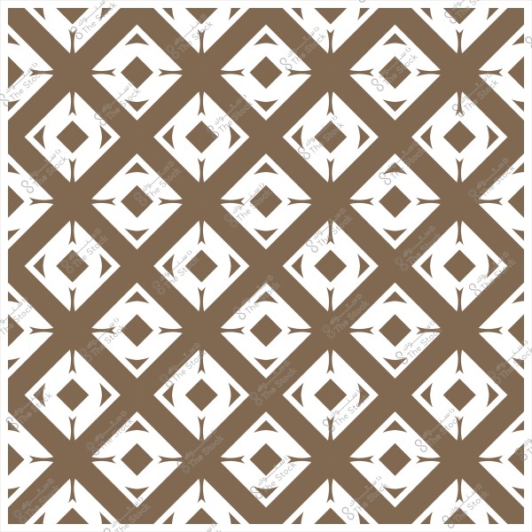 نمط هندسي بزخارف بنية وأشكال ماسية بيضاء.