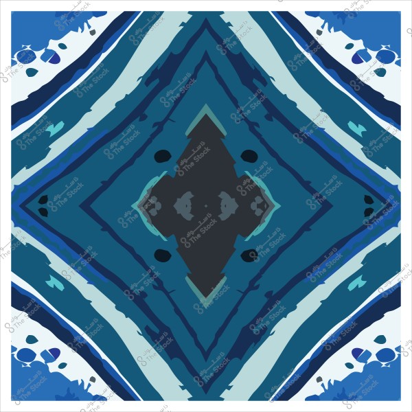 Abstract pattern with symmetrical diamond shapes in blue and green hues.