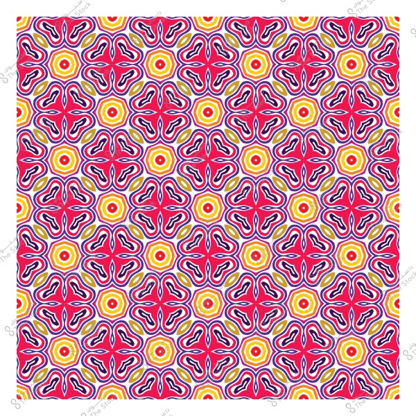 نمط هندسي مكون من أشكال سداسية ملونة بالوردي والأصفر والأبيض بشكل متكرر.