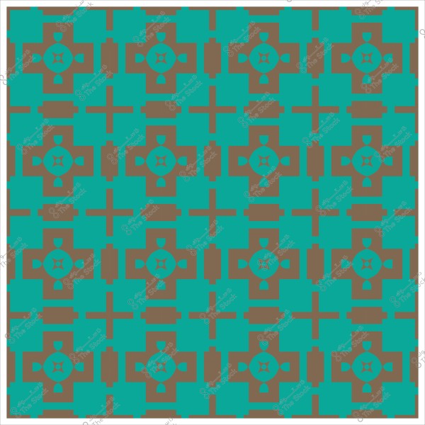 Symmetrical geometric pattern in blue and brown colors.