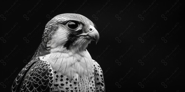 Majestic falcon isolated on white and black backgrounds, showcasing the bird's intense gaze and intricate feather patterns, perfect for wildlife and bird of prey studies