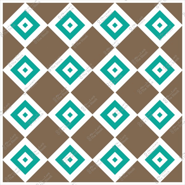 نمط هندسي بأشكال ماسية بنية وزرقاء في صفوف متوازية.