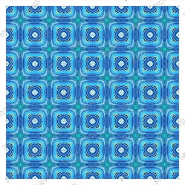Repeating geometric pattern with square shapes in shades of blue and light green.