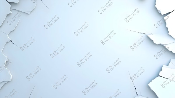Image of a cracked white surface, with cracks and fractures along the left and right edges of the image. The cracked surface has a three-dimensional appearance, adding depth to the design.