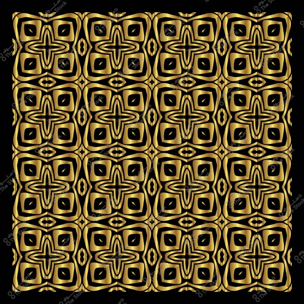 Repeated golden geometric pattern on a black background.