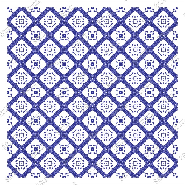 A repetitive pattern in blue showcasing symmetrical geometric designs with intricate details.