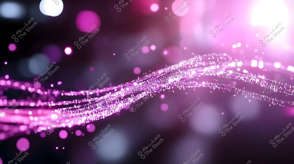 An abstract image featuring glowing lines in purple and pink, flowing in a wavy manner across the picture. The background includes dark shades interspersed with soft, dim lights, creating a sense of motion and fluidity.