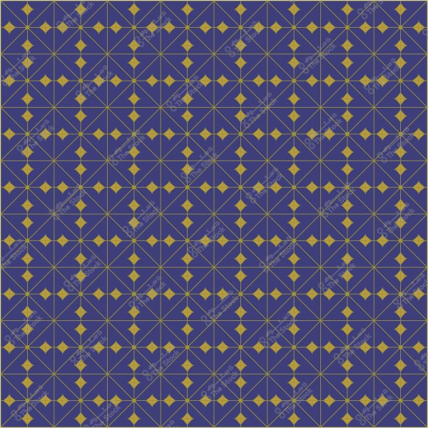 نمط هندسي متكرر بألوان زرقاء وذهبية متشابكة مع تصميم متقاطع.