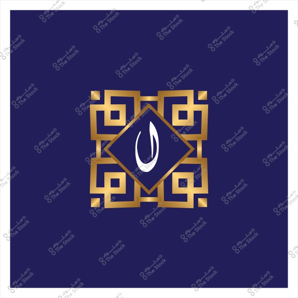 A geometric design with a dark blue background, featuring a tilted square shape in golden-brown with the letter \"N\" in white. The design is surrounded by interwoven geometric patterns with a traditional style.