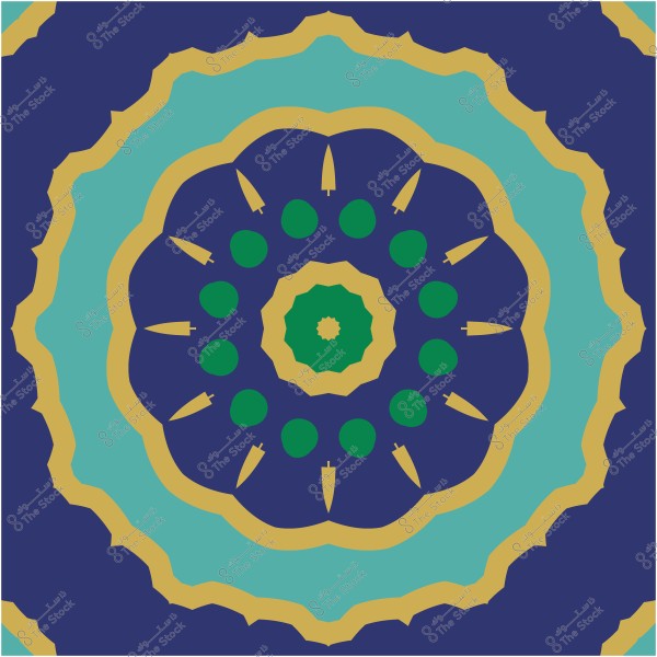 نمط ماندالا ملون بألوان زرقاء وخضراء وصفراء.