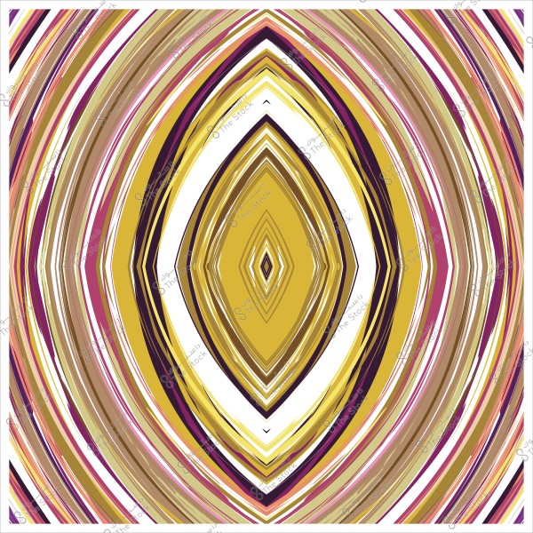 تصميم نمطي بأشكال بيضاوية متعددة الألوان في مركز الصورة, تشكل نسيجًا متناظرًا بألوان صفراء وبنية ووردية وأرجوانية.