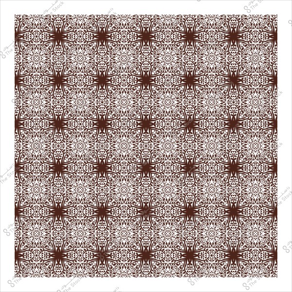 نمط زخرفي متماثل بأشكال هندسية بنية على خلفية بيضاء.