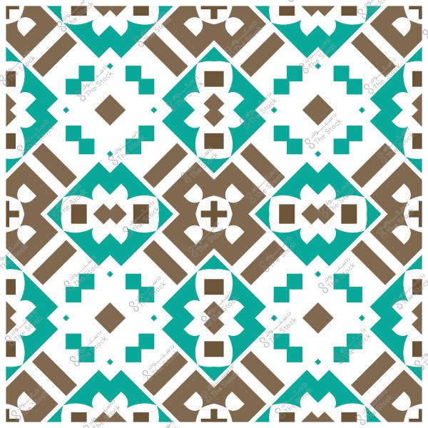 نمط هندسي بأشكال متكررة باللونين البني والفيروزي.