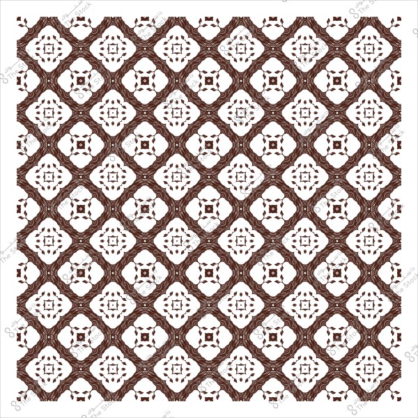 Geometric pattern with repeating brown motifs on a white background.