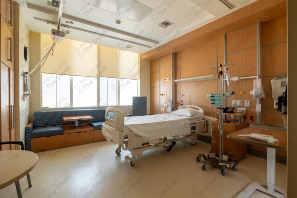 An image of a hospital that includes a group of patient beds, which reflects the medical environment equipped to care for patients and provide the necessary health support