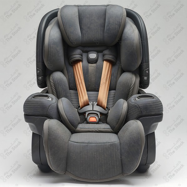 Child car seat with padded safety harness. by AI