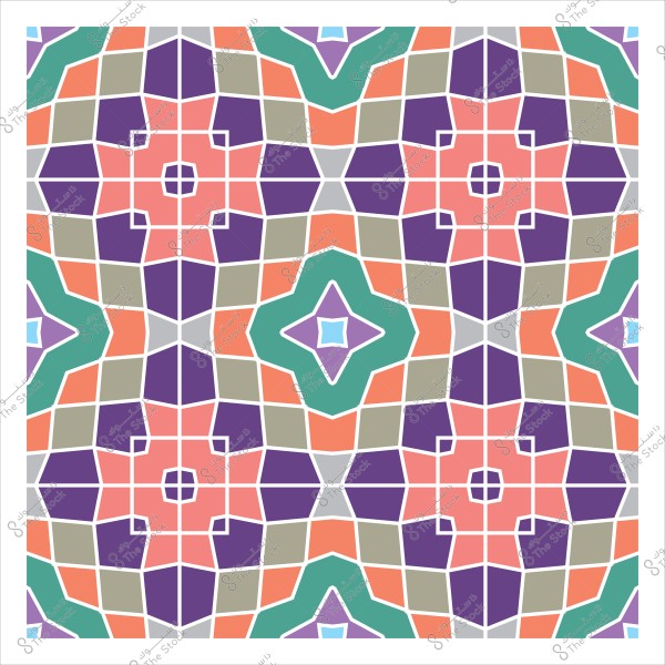 نمط فسيفساء هندسي بألوان متعددة تشمل البرتقالي والبنفسجي والأخضر والبيج.