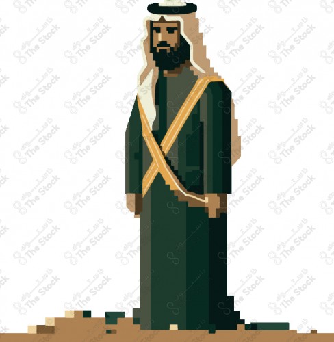 Vector of a Saudi man wearing a saaya or dagla with a belt