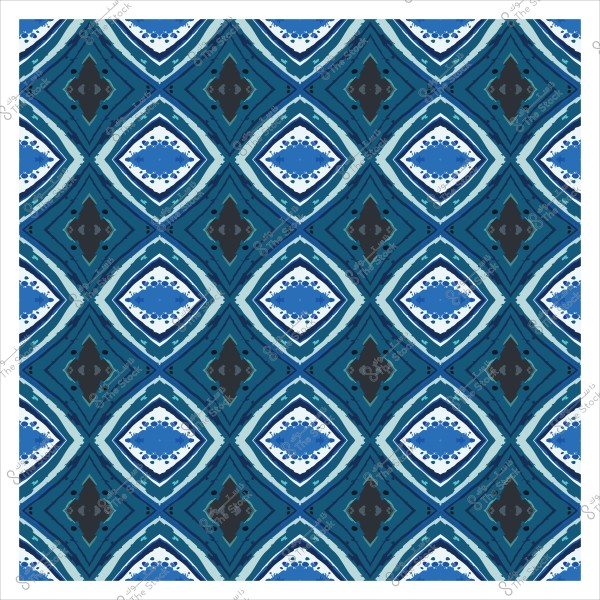 نمط هندسي أزرق مع أشكال ماسية متكررة وأشكال داخلية بألوان متدرجة من الأزرق والأسود.