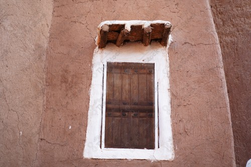 wooden window on mud house in Shaqra, Riyadh, Saudi Arabia