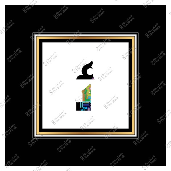 The image features a modern digital design with the number \"1\" in a multicolored pattern, blended with complex and intricate geometric designs, surrounded by a frame of consecutive black and gold lines.